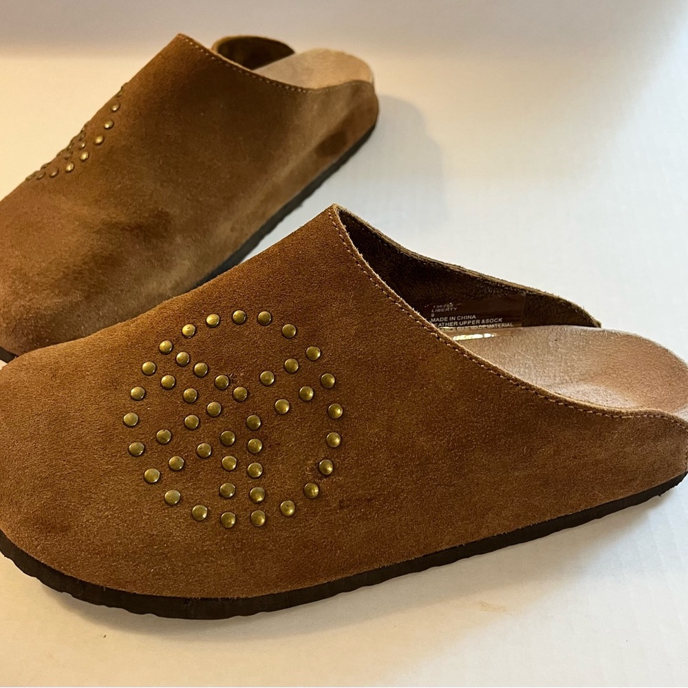 Bjorndal Brown Suede Mules with Gold Studs